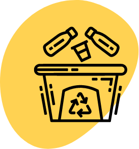 Icono de contenedor RE para botellas plásticas